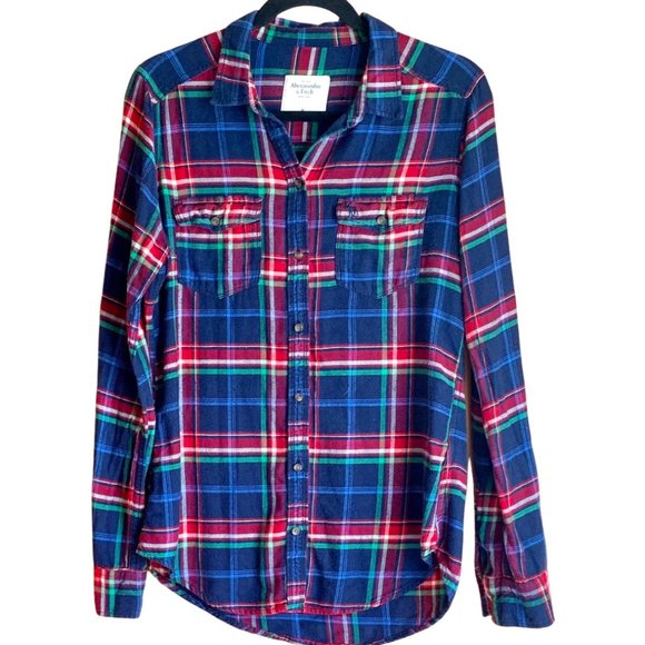 Abercrombie & Fitch Tops - Abercrombie & Fitch Flannel Button Up Shirt, Blue Plaid, Medium